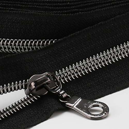 Sawoake 9m Bulk Zipper, (#5) Reißverschlüsse zum Nähen, Black Nylon Coil Zipper mit Gunmetal zähnen, Ersatz Nähreißverschluss mit 20PCS Reißverschluss Sliders(#5 Black Gunmetal)