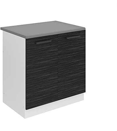 Belini Unterschrank Küche, Spülenunterschrank 80 cm Breite. SDZ Küchenunterschrank mit Arbeitsplatte. Spülenschrank mit 2 Türen, Königliches Ebenholz