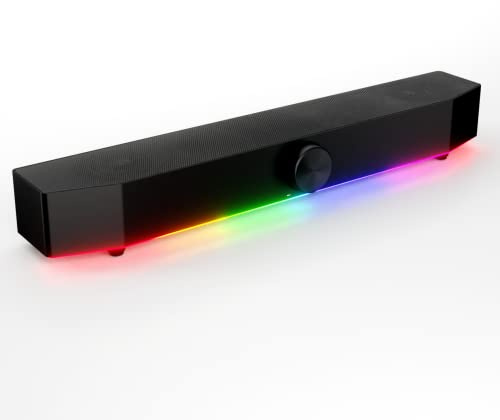 Tilted Nation Barre de son de jeu - Barre de son pour PC - Haut-parleurs RVB pour PC de bureau (sans fil ou USB filaire) - Audio net et LED réglable