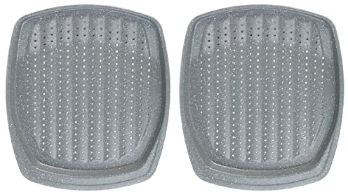 Salter COMBO-8315A Non-Stick Baking Chip Oven Tray - with Holes, Set of 2, Carbon Steel, Oven Safe Up to 220°C, Strong and Durable, Crisper for Fries, Wedges, Vegetables, Marblestone Collection, 38cm