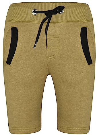 A2Z 4 Kids Fleece Jogging Shorts - Shorts Contrast Trim Olive 11-12.