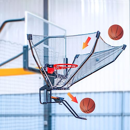 WDJBPSH Basketball Rebounder Schwarz Basketballkorb-Rebounder-Netz, Trichterförmig Schießübungen Rücksendeanhang für Kinder/Jugendliche/Erwachsene Basketballtraining, 180° Drehbar