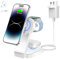 Foldable Travel Magsafe Charger,ADADPU 3 in 1 Fast Charging Station for Apple Watch Series 9/8/7/6/SE/5/4/3/2,Wireless Charging Stand for Multiple Devices iPhone 16/15/14/13/12 Pro Max,Airpods Pro/2/3