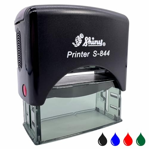 Personalisierter Stempel mit Wunschtext - selbstfärbender Stempel als Namensstempel, Adressstempel, Firmenstempel zu verwenden - Gehäusefarbe Schwarz oder Weiß (14x38mm, Weiß)