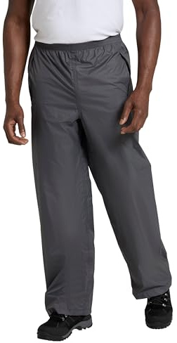 Mountain Warehouse Pakka wasserdichte Überziehhose für Herren - Schnell trocknende Regenüberhose für Männer, versiegelte Nähte, Verstellbarer Knöchelriemen, packbar Grau Medium