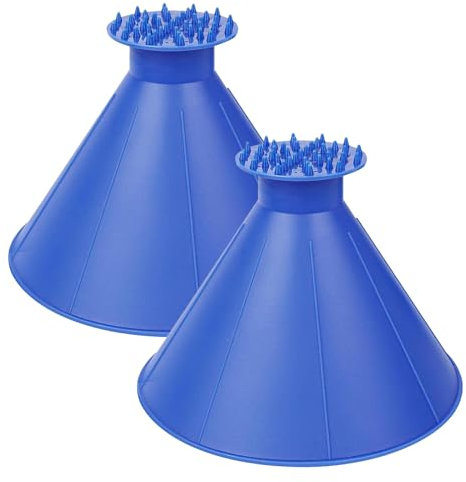 CLiNes EIMINB Auto runder Eiskratzer, Eiskratzer-Trichter rund, Auto-Eiskratzer mit Trichter für Auto-Windschutzscheibe, 360-Grad-Schneekratzer, Autofenster-Eiskratzer (1, Blau)