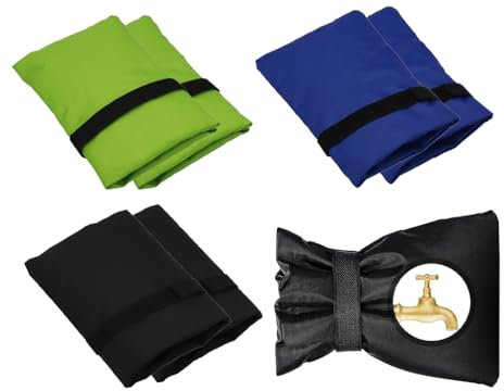 Kellegour 6 Pièces Housse de Robinet de Jardin Imperméable, Couvercle de Robinet Hiver, Protège Robinet en Noir, Bleu, Vert