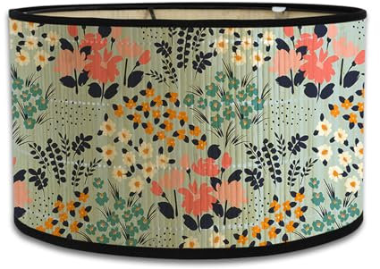 Morbuy Abat Jour en Bambou - Fleurs Floral Tambour Cylindrique pour Lampe de Table et Sur Pied - Diamètre 30cm - Décoration (Marguerite)