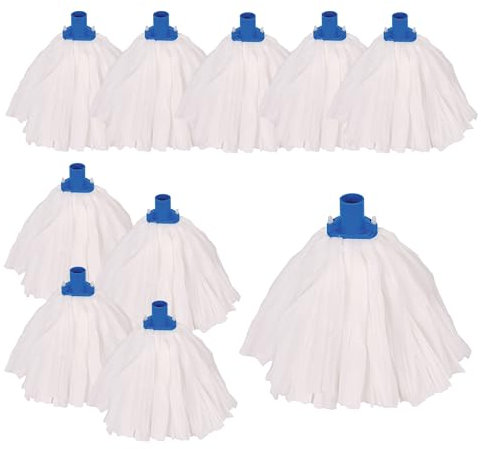 Aardvark Janitorial Supplies Professional Super White Colour Coded Mop Heads - 10 Blue