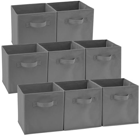 EZOWare Aufbewahrungskörbe Faltbare Würfel-Aufbewahrungsboxen, 8er-Set, Faltbare Aufbewahrungsbox für Kleinkinder, Kinderzimmer, Zuhause, 26,7x26,7x28cm / Dunkles -Grau
