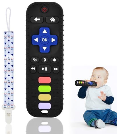 Baby Silicone Teething Toys, Simulation TV Remote Control Shape Teether Toys for Toddlers 3-18 Months, Boys Girls Baby Teething Toys, Baby Chew Toys, Freezer BPA Free
