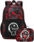 LEDAOU Kinder Schulrucksack Schulranzen Jungs Mädchen Teenager Rucksack Schule mit Lunchtasche Vorschule Grundschule (Graffiti Rot)