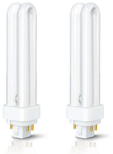 Akynite 18W PLC G24q-2 4 Pin Compact Fluorescent Lamp, 840 Cool White 4000k, 1200LM, 2U Shape, AC 220-240V, CFL Energy Saving Twin Tube Bulb, 2pcs