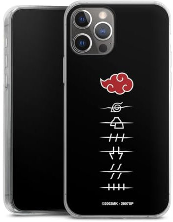 Slim Case extra dünn kompatibel mit Apple iPhone 12 Pro Silikon Handyhülle transparent Hülle Akatsuki Offizielles Lizenzprodukt Naruto Shippuden