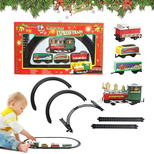 Juego de tren eléctrico,Juegos de tren para niños,Los niños pequeños entrenan juguetes de Navidad - Tren modelo decorativo, tren eléctrico de Navidad, juegos de trenes debajo del árbol de Navidad para