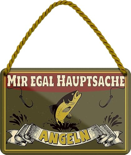 schilderkreis24 Blechschild 18x12cm – „Mir egal – Hauptsache Angeln“ – Humorvolle Wanddeko für Hobbyangler, Garten & Partykeller