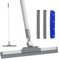 Floor Squeegee, Rubber Squeegee Broom with 180° Rotating Head, Adjustable Long Handle Shower Cleaner Floor Squeegee Broom for Window Cleaning, Shower Glass, Wet Room Water Dust Hair Removal