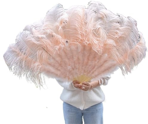 MDYTPT 150cm Bone Feather Fan 13 Bone Feathers for Carnival Party Wedding Celebration Belly Dance DIY Decoration Feather Fan (Mint Green, 150cm, 2