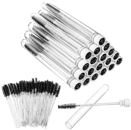 70-teiliges Mascara-Bürsten-Set, Einweg-Applikatoren für Wimpernverlängerungen, inklusive 20 leeren Tuben (Schwarz)
