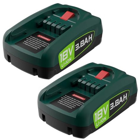 18V 3800mAh Batterie de Remplacement Lithium ION Haute capacité, Compatible avec Bosch, Outils pour la Maison et Le Jardin - pour PBA PSB PSR Modèle AL1880CV AL18815CV(2PACK Battery)