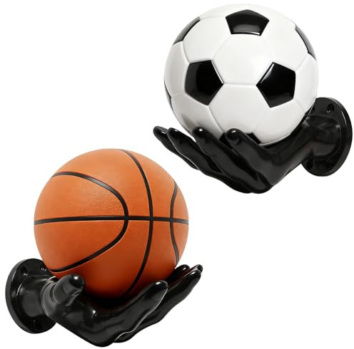 Jerhyun 2 Piezas Soporte Balones de Mano, Estantes para Baloncesto con Forma de Palmera Apto Guardar Balones Fútbol Baloncesto