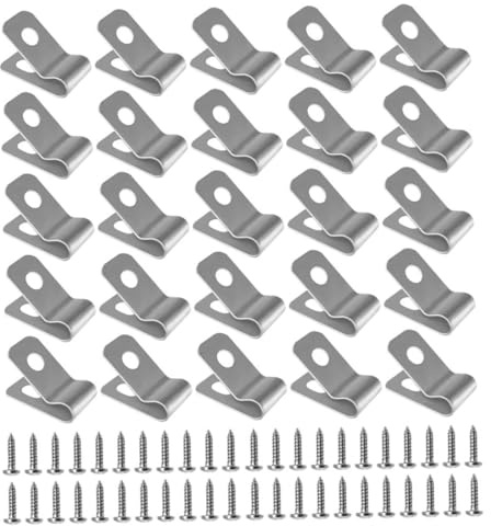 BESPORTBLE 100 Ensembles Lot de Clips INOX pour Fixation Clôture Fil Soudé Pinces Robustes avec Vis pour Cages Animaux et Grillage Agricole Installation Rapide et Résistante