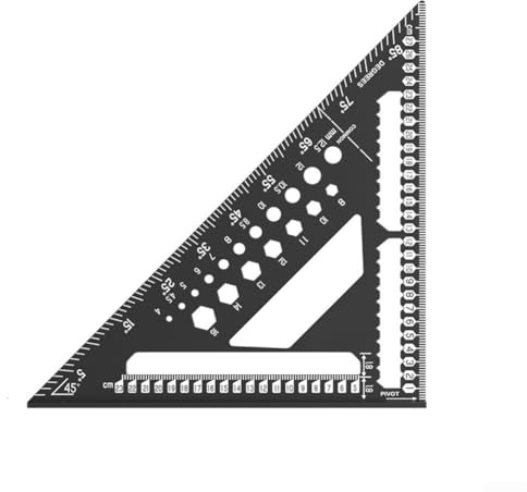 DAZZLEEX 30,5 cm Aluminium-Holzbearbeitungswinkel mit 45/90-Grad-Winkelführung, multifunktionales Mess- und Markierungswerkzeug mit doppelseitiger Skala für Tischler und DIY-Projekte (schwarz)