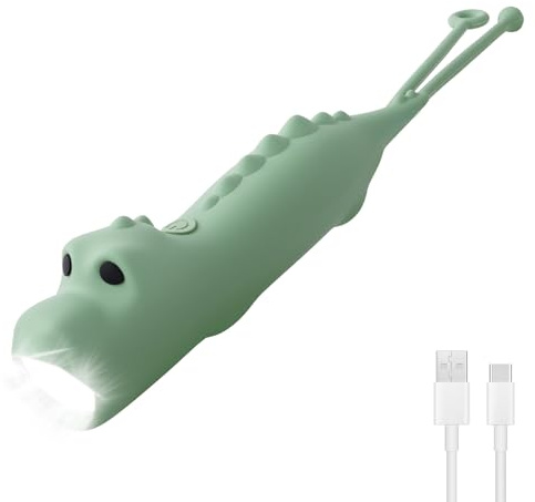 HOTUT Linterna Recargable De Silicona, Linterna Recargable, Dinosaurio Led Para NiñOs, Regulable, Alto Lumen, EstroboscóPico, 3 Modos, LáMpara De Bolsillo Para NiñOs, Camping, Emergencias exteriores