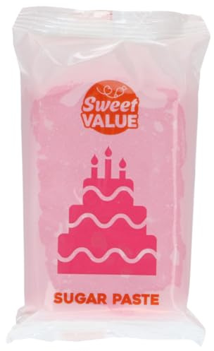 Sweet Value Sugar Paste Rollfondant, Bright Pink, 200 g | Fondant zum Eindecken, Modellieren und Dekorieren von Torten, Geschmeidig, Elastisch und Reißfest