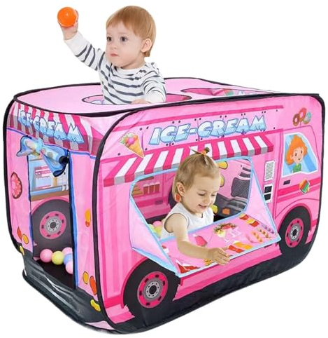 Spielzelt, Pop-up-Zelt für Kinder, 44, 1 x 27, 6 x 29, 5, faltbar, fürs Auto, atmungsaktiv, zum Spielen mit Rolltür und Oberlicht, nicht schrumpfbar, lichtbeständig, für Kinder zum Rollenspiel