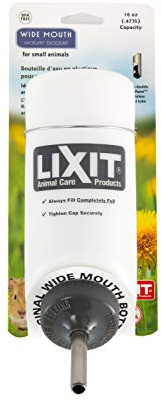Lixit Wide Mouth BPA-Free Cage Water Bottles for Rabbits, Ferrets, Guinea Pigs, Rats, Chinchillas, Hamsters, Mice, Hedgehogs, Gerbils and Other Small Animals. (Translucent, 16 Ounce)