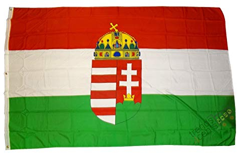 Drapeau de hongrie avec armoiries 90 x 150 cm, Drapeau Pays
