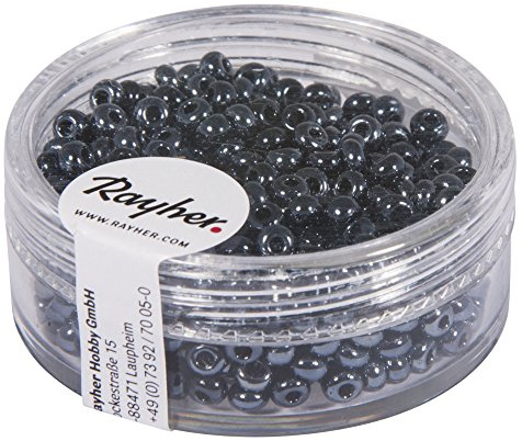 Rayher 1405523 Rocailles, 2,6 mm ø, mit Silbereinzug, blutstein
