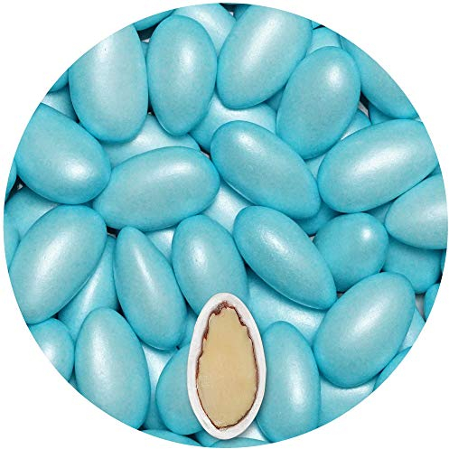 EinsSein 0,5kg Hochzeitsmandeln Conchiglia hellblau pearl Mandeln Hochzeit Zuckermandeln Bonboniere Confetti Badem sekeri Gastgeschenk Zucker Mandeln Taufmandeln Candy Bar Süssigkeiten Schokolinsen