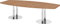 Bümö Konferenztisch oval 280x130 cm großer Besprechungstisch in Nuss, Besprechungstisch mit Chromsäulen, Meetingtisch für 10 Personen, XXL-Tisch für Besprechungsraum & Meeting