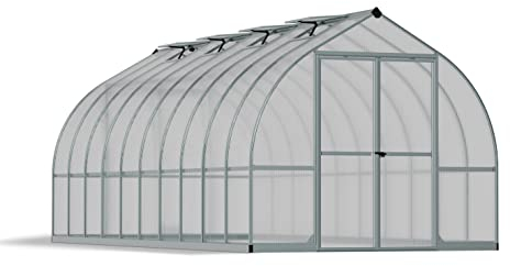 Canopia by Palram Gewächshaus gross Bella 8x20 Treibhaus 244x604 cm Aluminium Silber Tomatenhaus Polycarbonatplatten UV-beständig