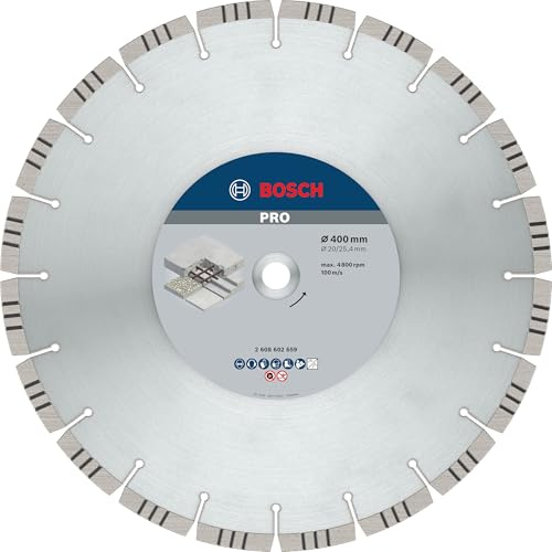 Bosch 1x PRO Concrete Diamond Disc f. Table/Petrol Saws 25.4mm | for Concrete, Reinforced concrete, Ø 400 mm, Professional Accessory Table Circular Saw, Petrol Saw