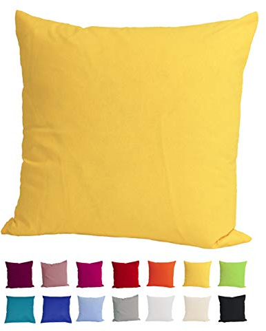 beties Basic Kissenbezug ca. 40x40 cm Kissenhülle 100% Baumwolle in vielen fröhlichen Uni-Farben (gelb)