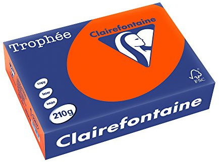 Clairefontaine 2207C - Ries Druckerpapier / Kopierpapier Trophee, intensive Farben, DIN A4, 210g, 250 Blatt, Ziegelrot, 1 Ries