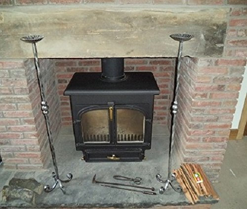 Spen Valley Ironworks Hand made bespoke wrought iron distressed silver candle holders 100 cm tall.