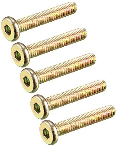 sourcing map M6x35mm Complet Filetage Douille Hexagonal Tête Capuchon Boulons Vis Bronze Ton 5 Pièces