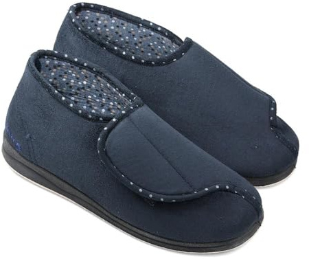 Padders Womens Ladies Slippers 2E Fit Vulcanised | Autumn Winter Collection | Adjustable Slipper | Slip On | Flat | Memory Foam Insole