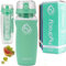 Hydracy Bouteille à Infusion de Fruits avec Etui Isotherme Anti-Condensation, Indicateur de Temps et Long Infuseur - Grande capacité 1L - Sans bisphénol A - Votre Hydratation Santé avec du Goût! Vert
