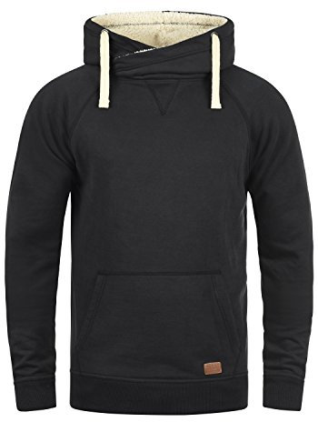 Blend BHSales Herren Kapuzenpullover Pullover Hoodie mit Teddy-Futter Kängurutasche Rippbündchen Baumwollmischung Regular fit, Größe:M, Farbe:Black Teddy (75123)