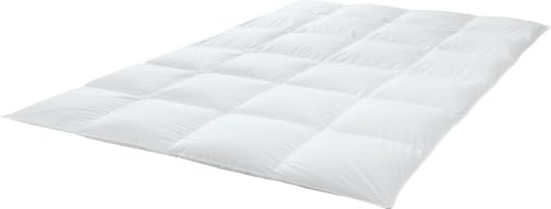 Erwin Müller Bettdecke, Daunendecke, Kassettendecke Daunen-Feder Serie Oslo 4 cm Stege - Wärmestufe 3 Größe 200x200 cm - mit Innenstege, Bezug 100% Baumwolle, trocknergeeignet
