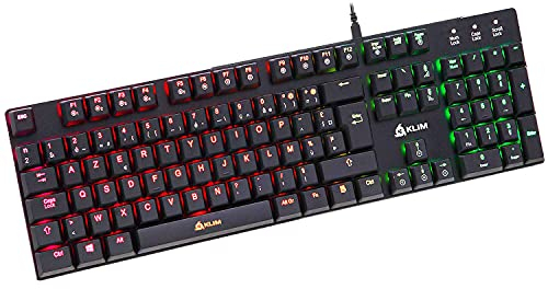 KLIM Dash - FRENCH AZERTY - NOVITÀ - Tastiera meccanica a basso profilo con interruttori rossi per professionisti sofisticati e gamers - Colori RGB - Telaio in metallo - Personalizzazione completa