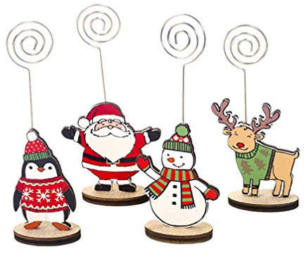 LIOOBO 20 stücke dekorative platz memo kartenhalter weihnachten element muster nette draht tischnummer halter mit basis für weihnachtsschmuck