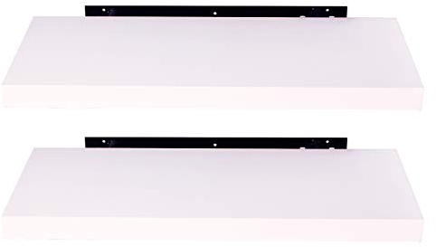 EUGAD Wandregal Weiß, Schweberegal für Wohnzimmer Bücher/CD/DVD aufstellen, Wandregal klein, 25cm Wandboard 2er Set für Küche