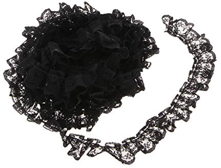 F Fityle Spitzenband 2.2 cm, Elastic Lace Trim, Vintage Spitze-Borten Deko, Rüschenband Elastisch, Rüschen Spitzenborte für Hochzeit Applikationen Nähen Handwerk Geschenkbox Scrapbooking, Schwarz