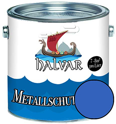 Halvar Metallschutzlack MATT Blau RAL 5000-5024 Metallfarbe besonders robuster Kunstharzlack Wetterbeständig & perfekter Langzeitschutz Metall (2,5 L, RAL 5015 Himmelblau)